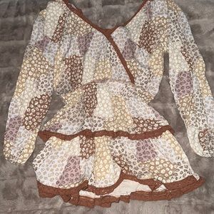 Sky to Moon Dress (S)- Brown Floral